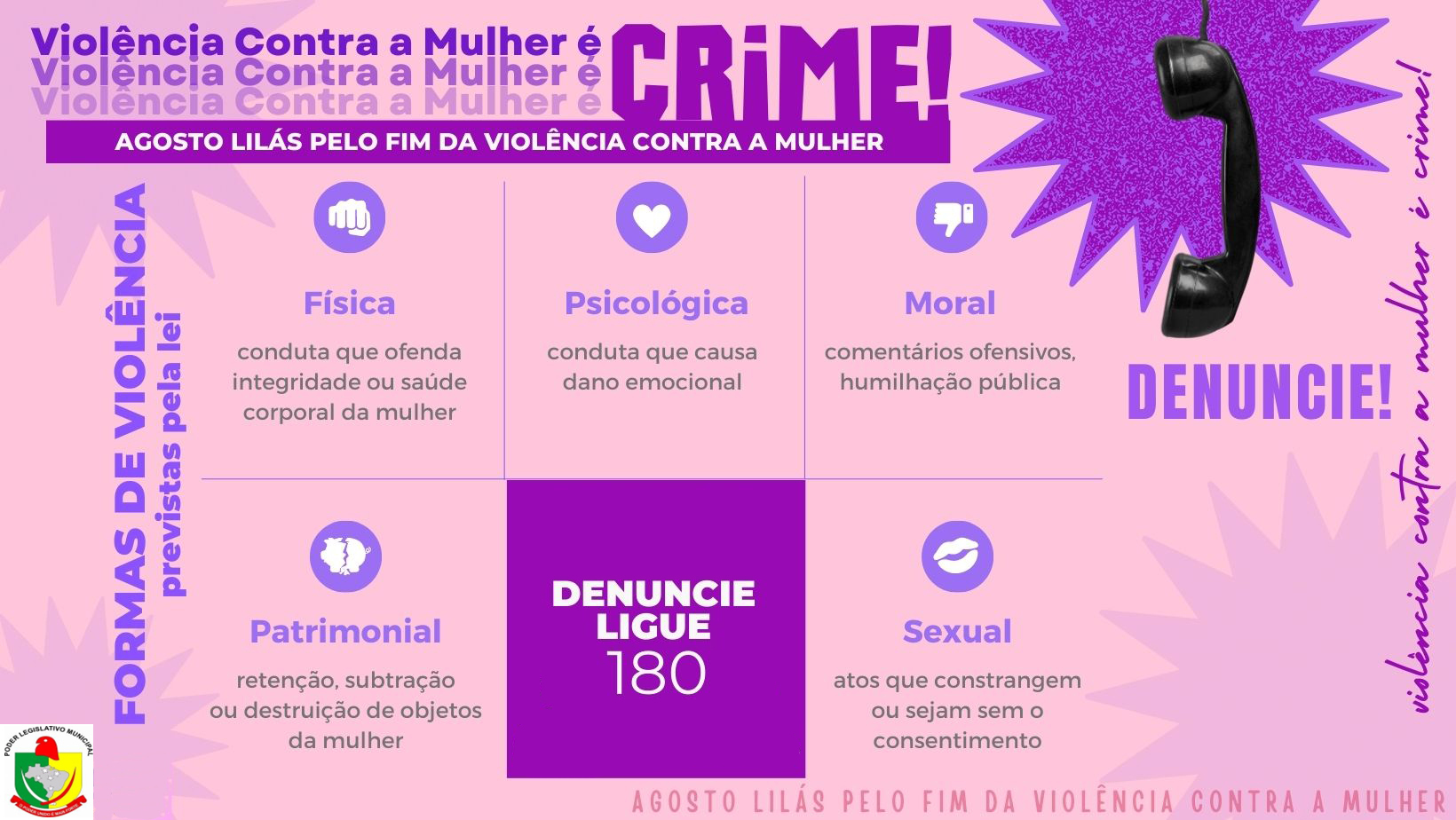 Agosto Lilás – mês de conscientização pelo FIM da violência contra a Mulher